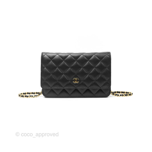 Chanel Quilted Classic Wallet On Chain WOC Black Caviar Gold Hardware