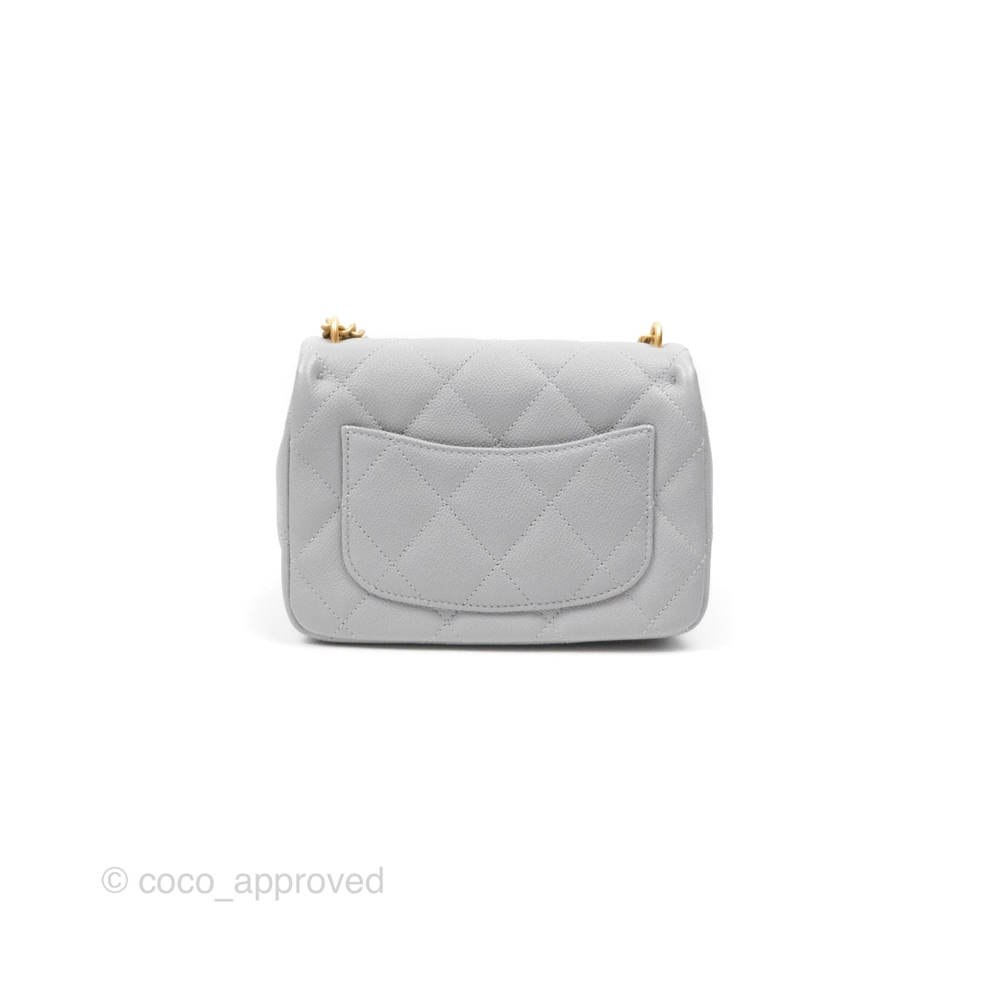 Chanel Mini Flap Bag Heart Adjustable Chain Grey Caviar Aged Gold Hardware 24P