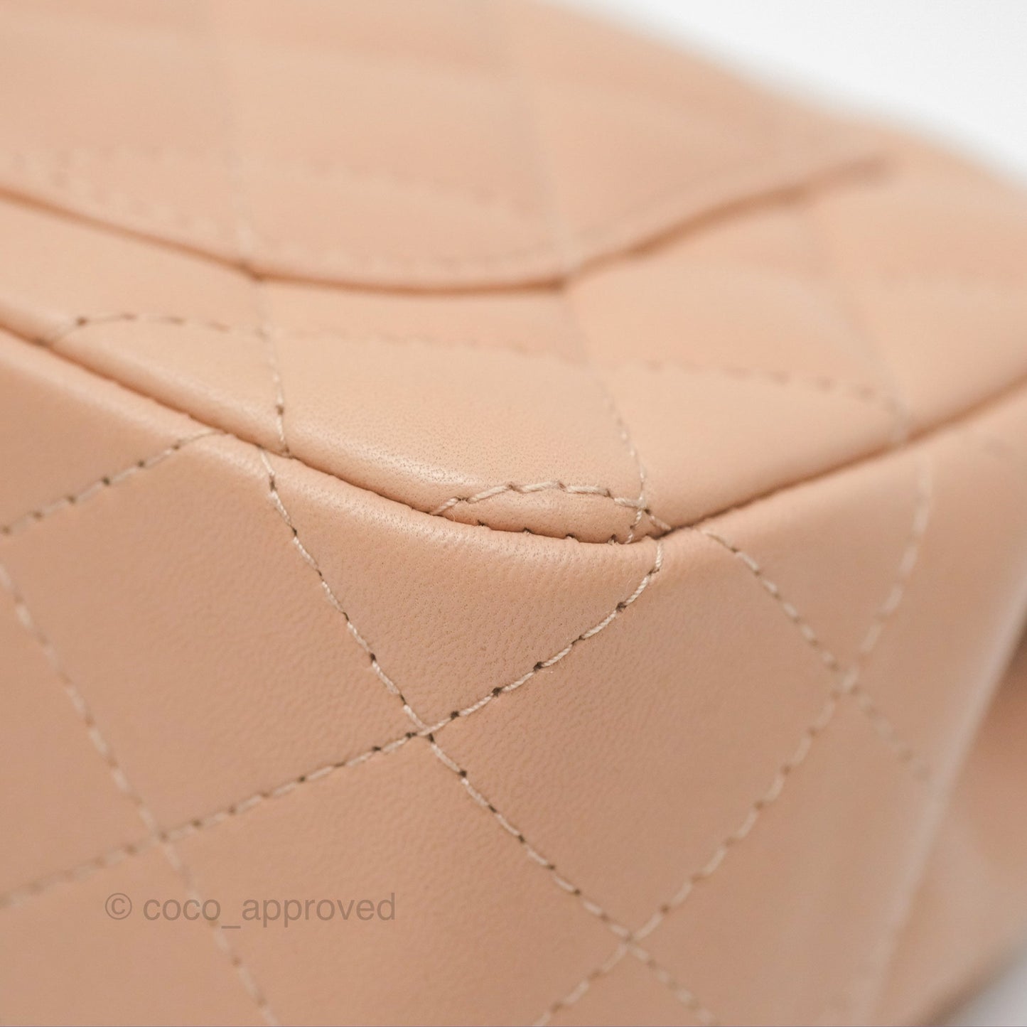 Chanel Mini Rectangular Quilted Beige Lambskin Gold Hardware