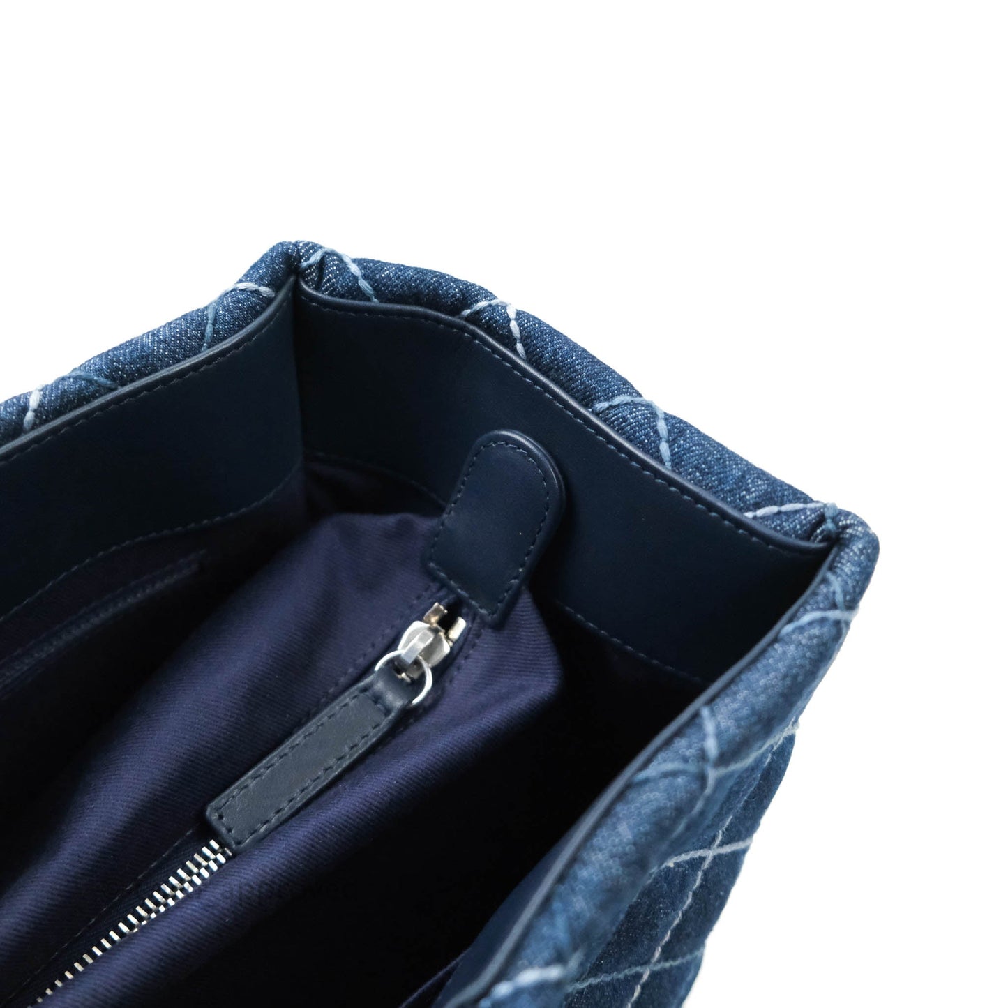 Chanel Quilted Large Coco Handle Shopping Tote Denim Silver Hardware