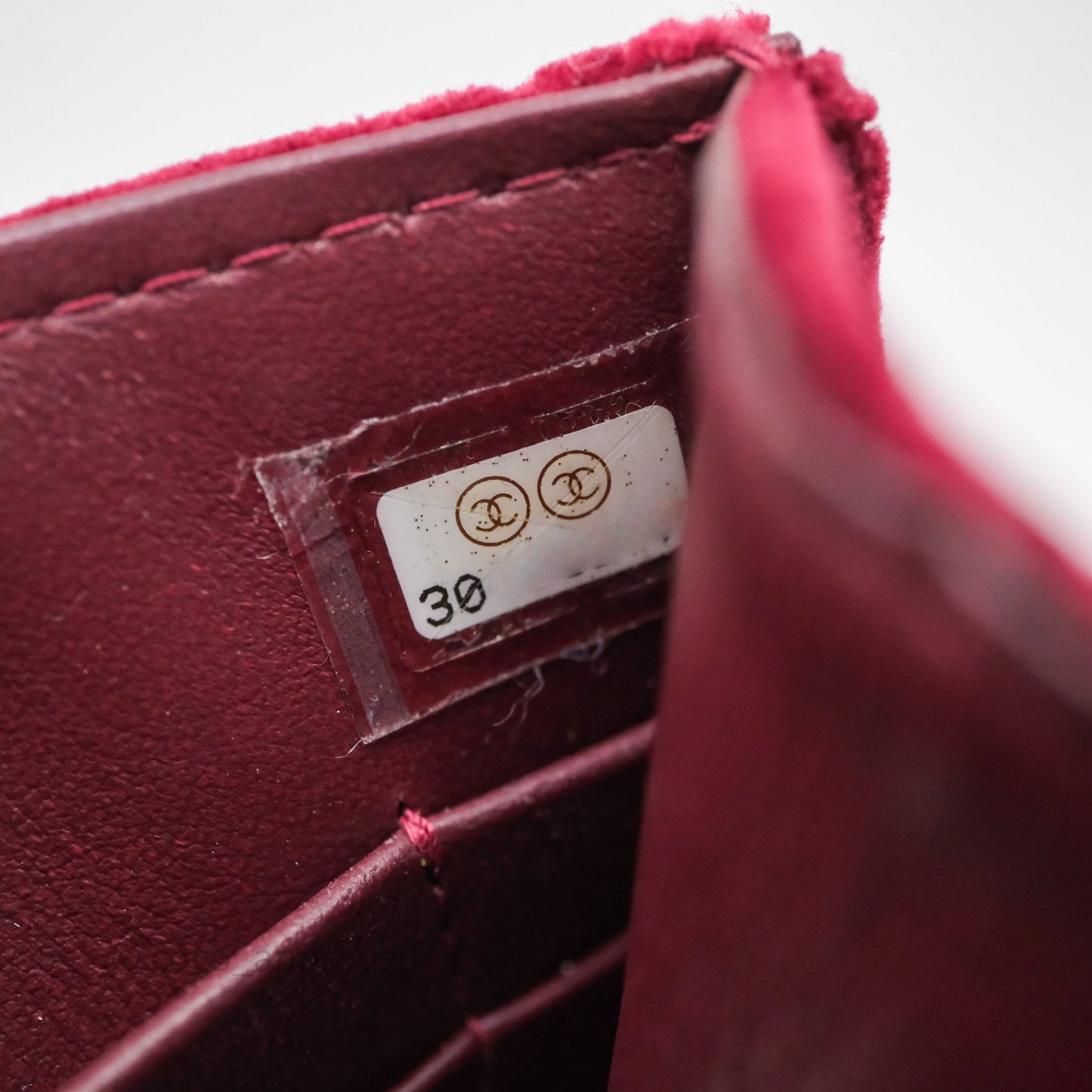 Chanel Quilted Phone Holder Crystals Pearl Crush Red Velvet Gold Hardware