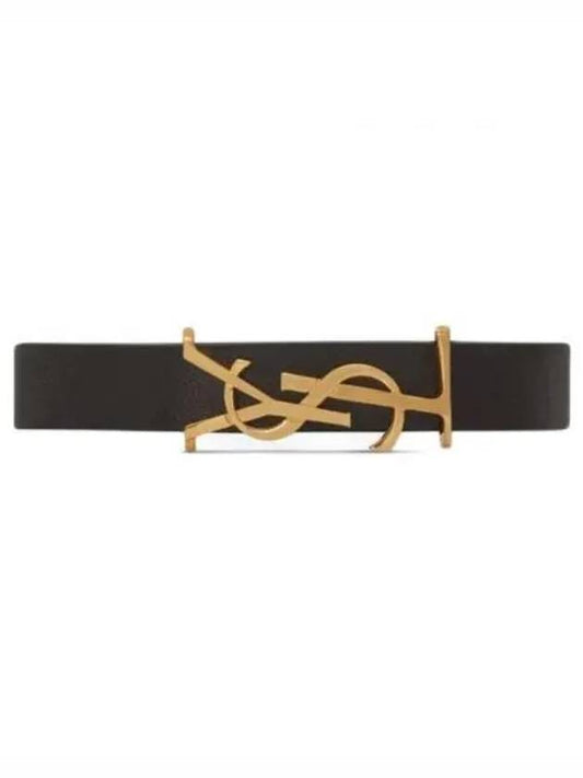 Luxury Saint Laurent Monogram Logo Leather Bracelet Black