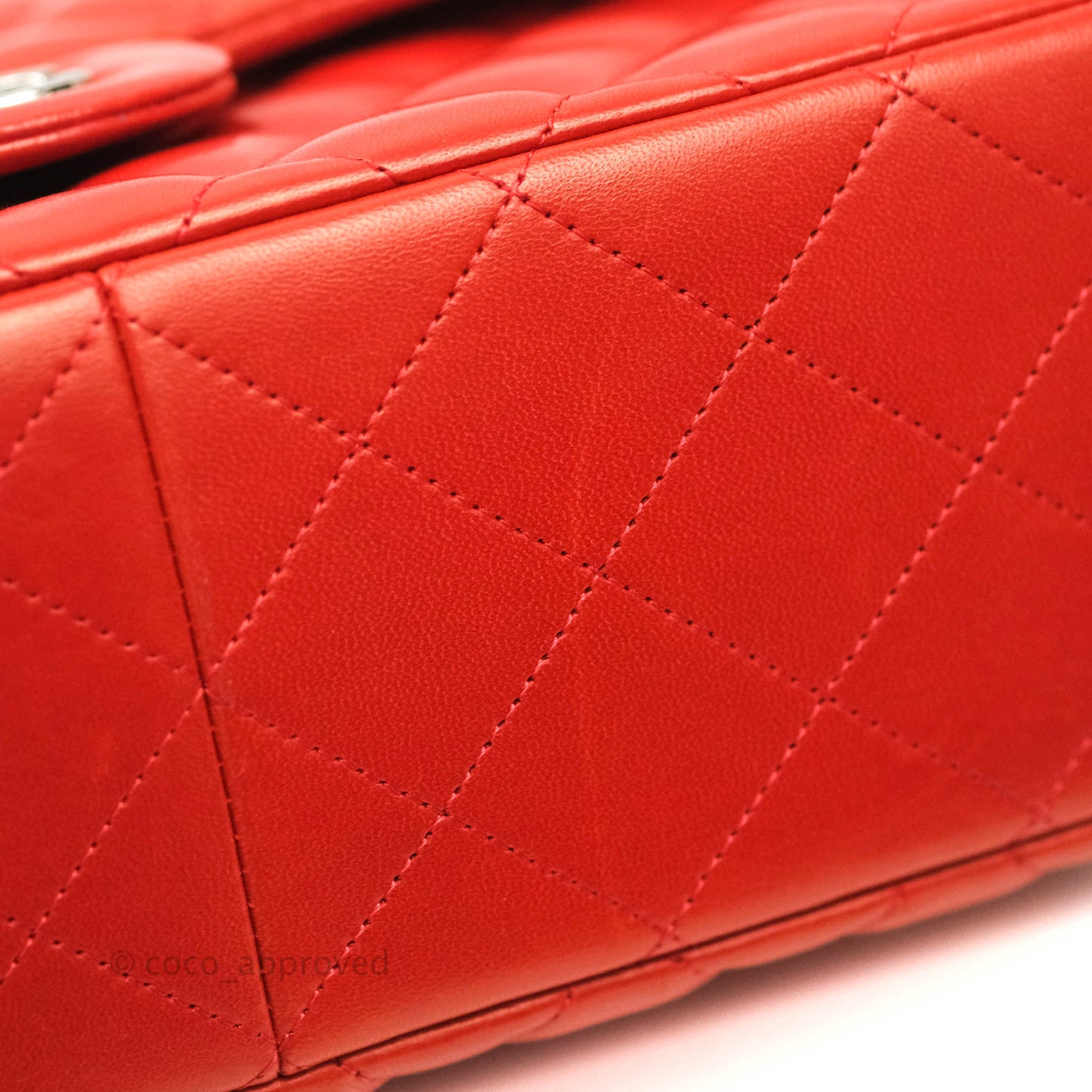 Chanel Jumbo Double Flap Red Lambskin Silver Hardware⁣⁣