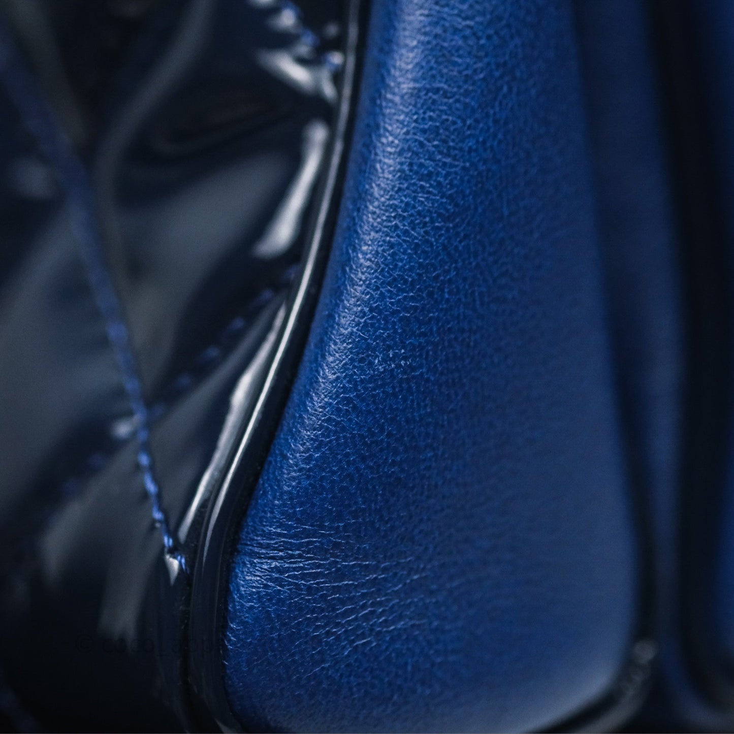Chanel Quilted Bowling Tote Royal Blue Patent Silver Hardware
