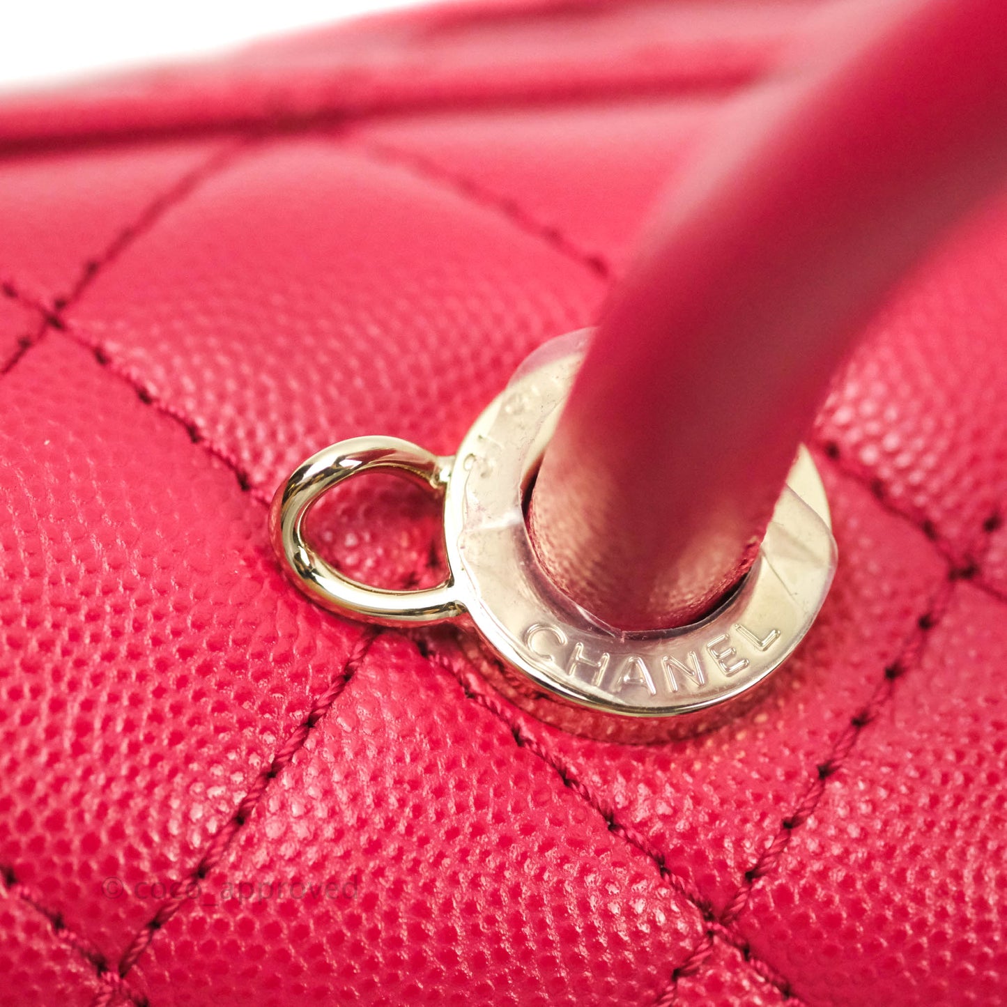 Chanel Mini (Small) Coco Handle Quilted Red Caviar Gold Hardware 21A