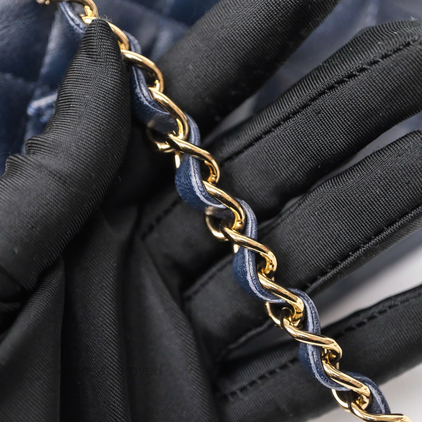Chanel Mini Square Flap Quilted Navy Lambskin Gold Hardware