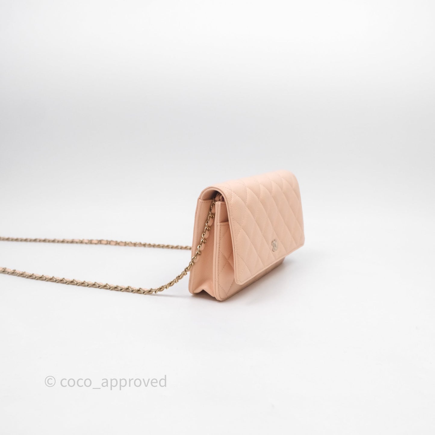 Chanel Quilted Classic Wallet on Chain WOC Pink Caviar Gold Hardware
