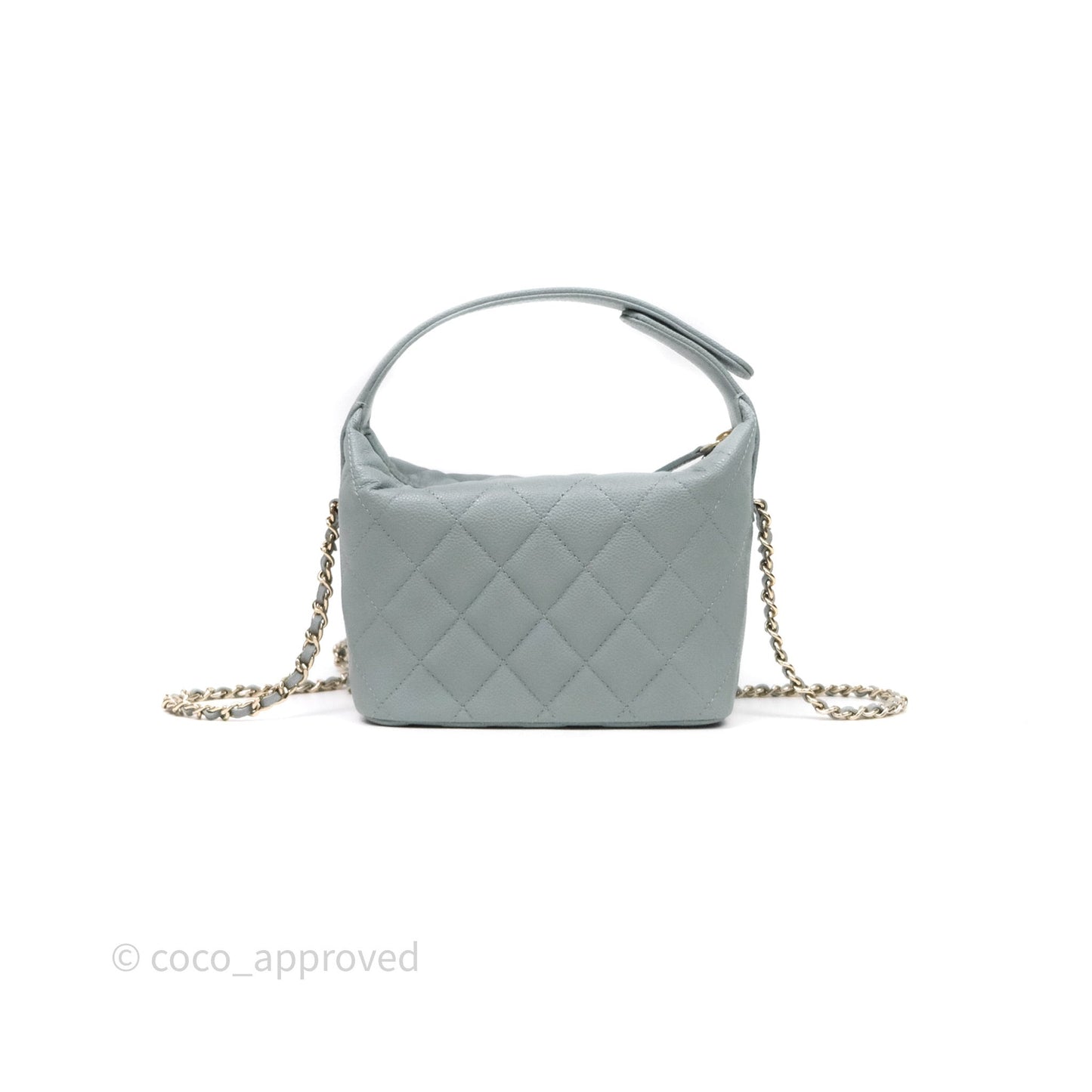 Chanel Hobo With Chain Quilted Tiffany Green Grey Caviar Gold Hardware