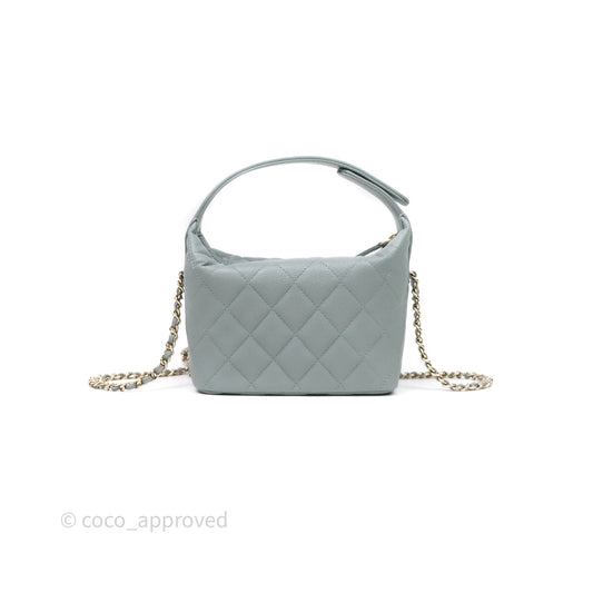 Chanel Hobo With Chain Quilted Tiffany Green Grey Caviar Gold Hardware