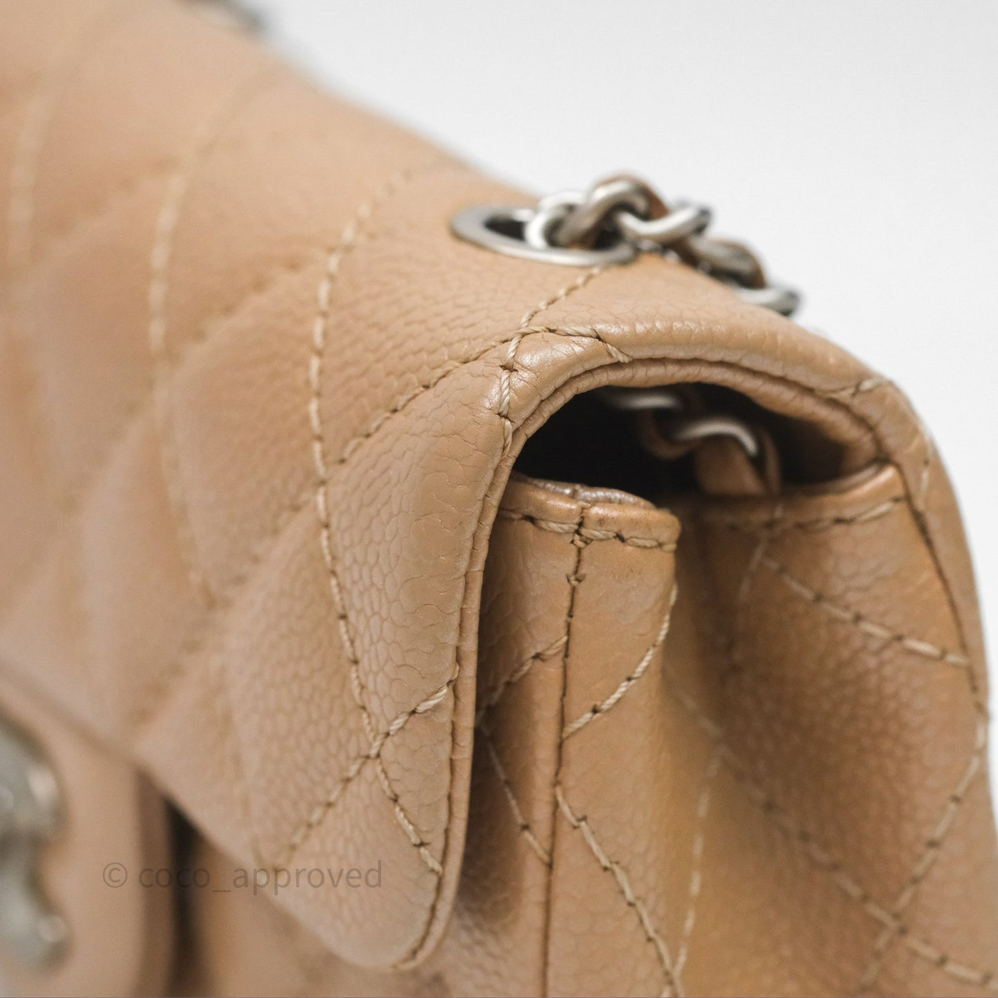 Chanel Quilted Extra Mini Rectangular Flap Beige Caviar Matt Silver Hardware