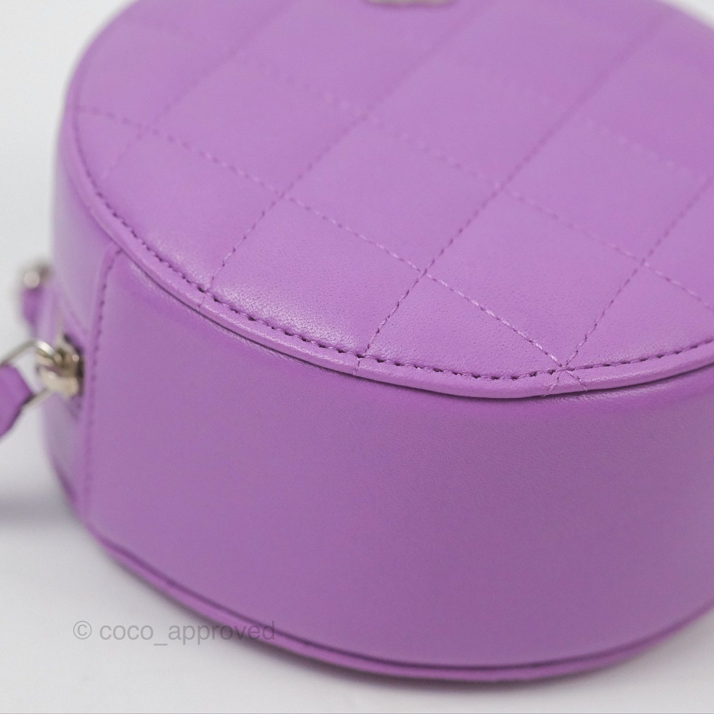 Chanel Round Circle Bag Purple Lambskin Silver Hardware