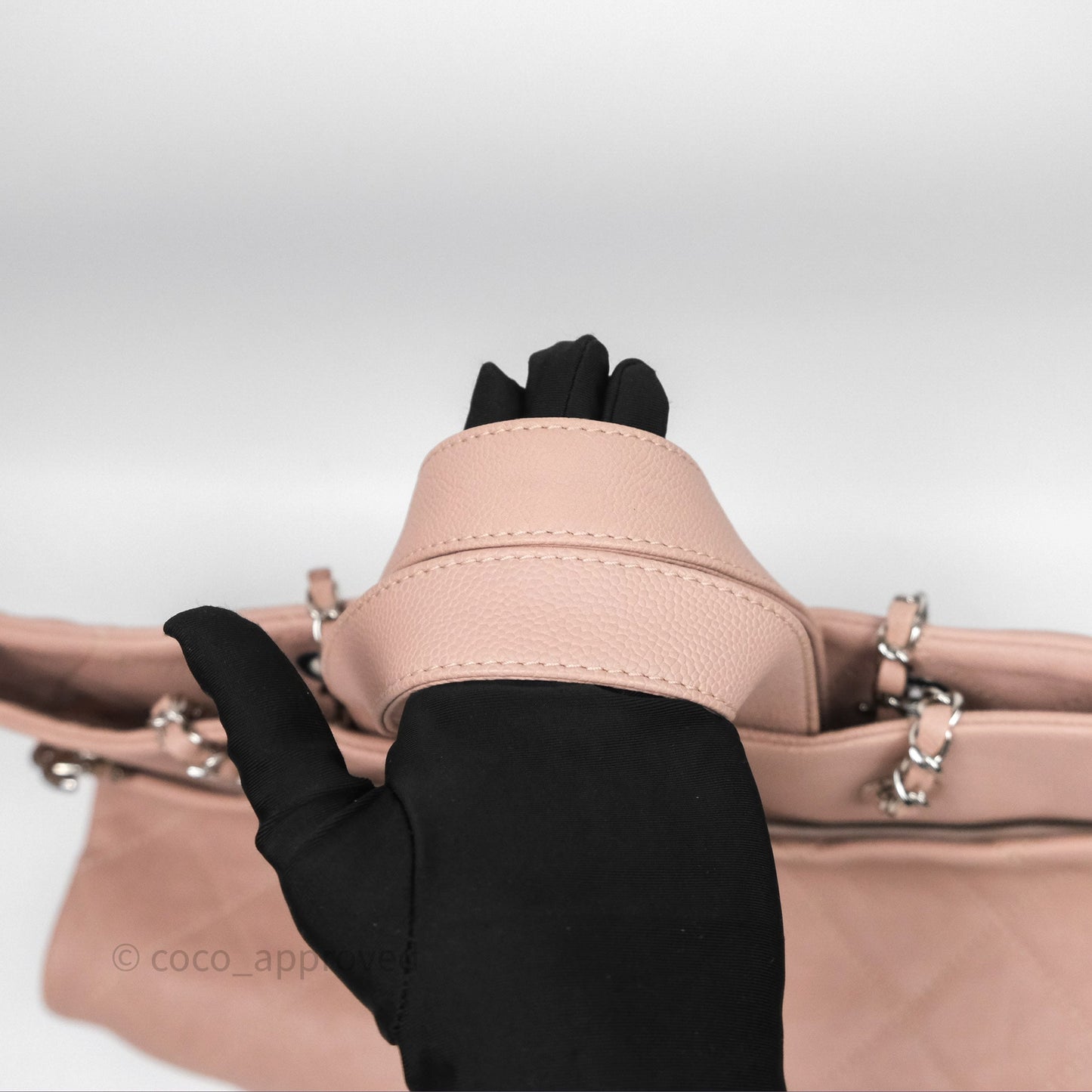 Chanel Quilted Tote Bag Pink Caviar Silver Hardware