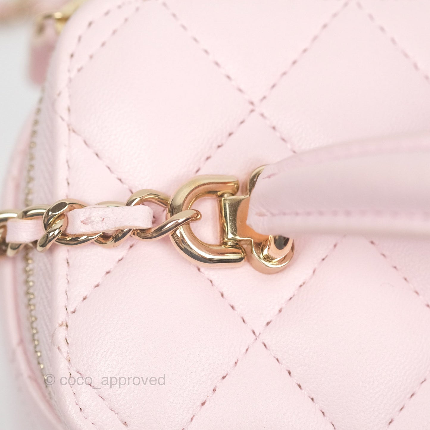 Chanel Vanity Rectangular Top Handle Light Pink Lambskin Gold Hardware