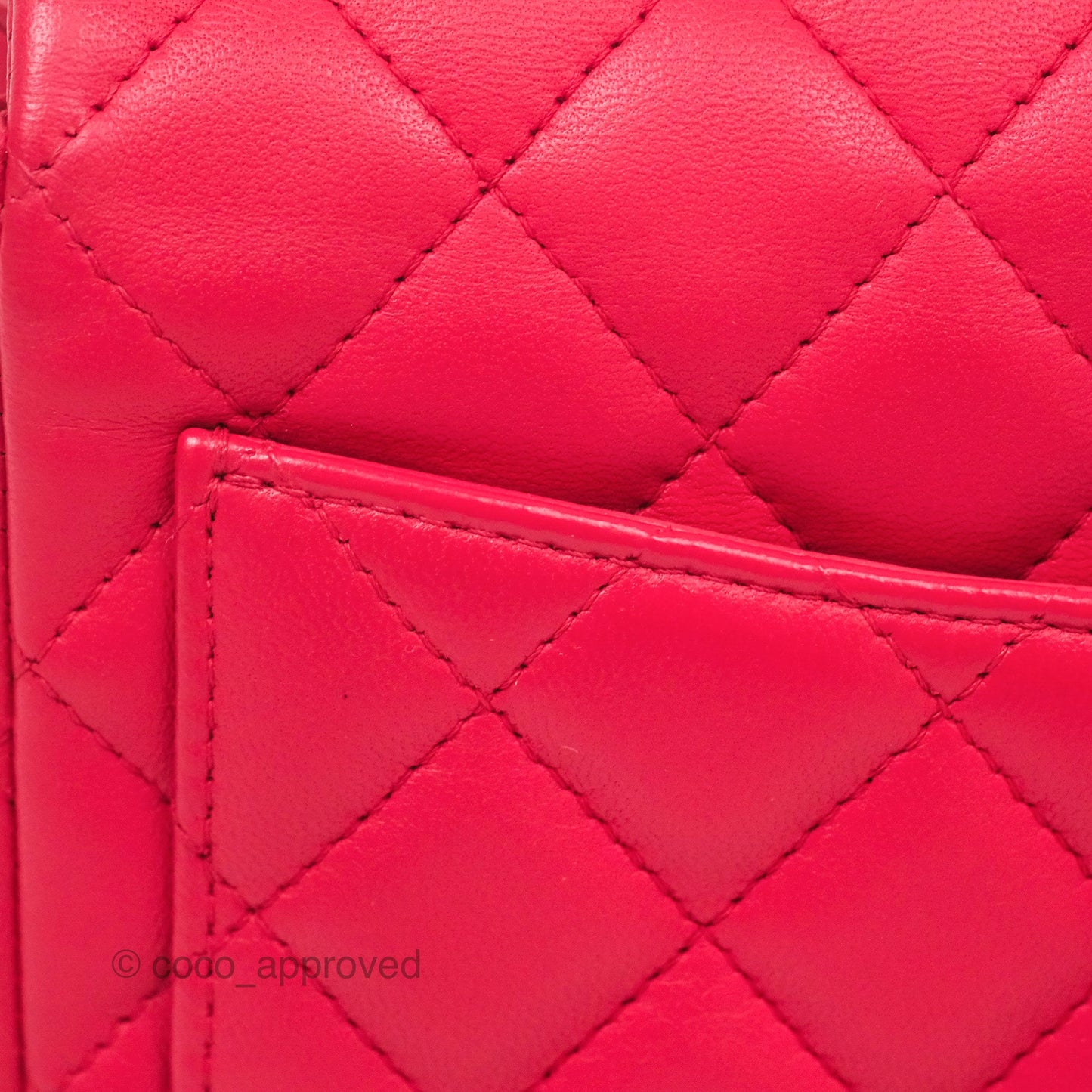 Chanel Mini Square Quilted Red Lambskin Gold Hardware
