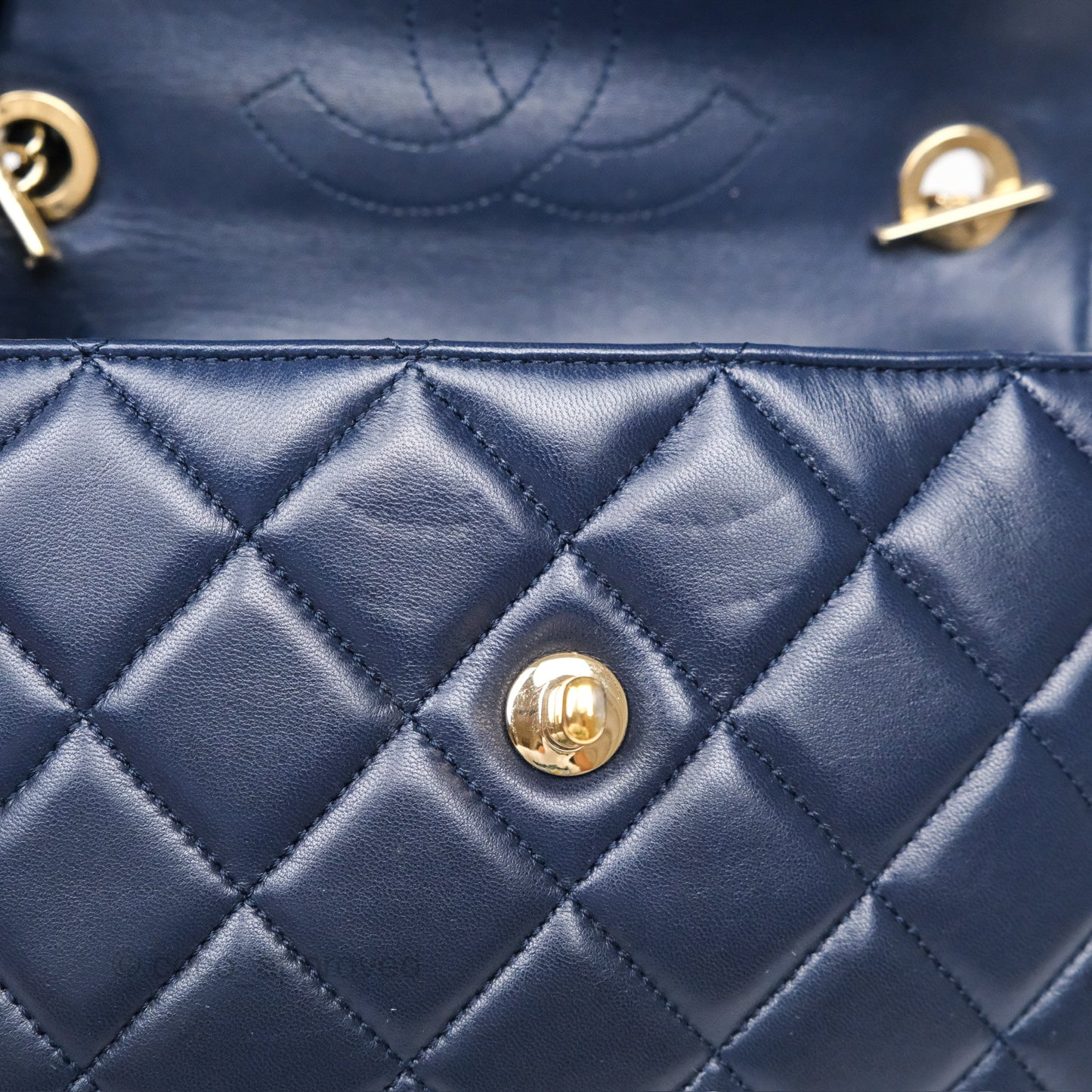 Chanel Small Trendy CC Navy Lambskin Gold Hardware