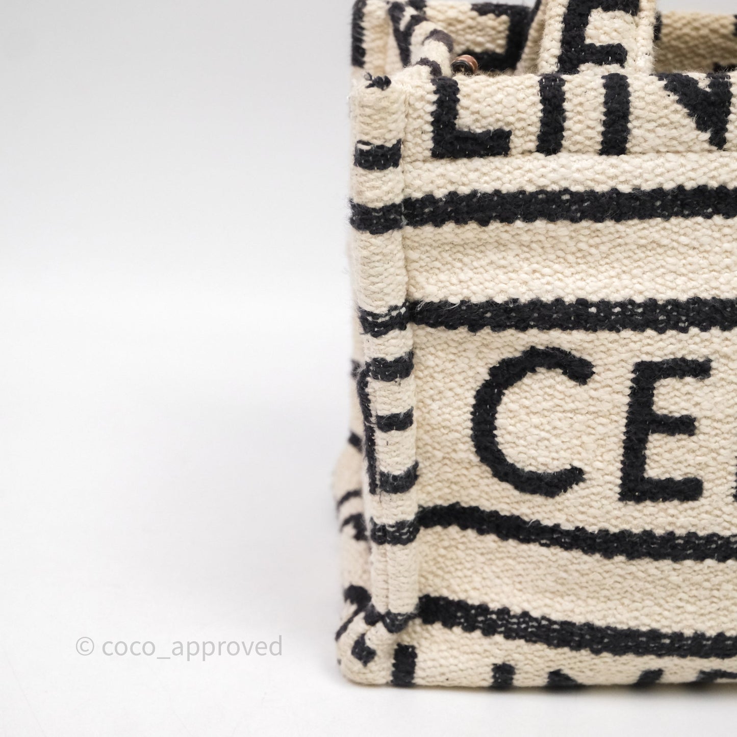 Celine Small Cabas Thais Textile with Celine All-Over White