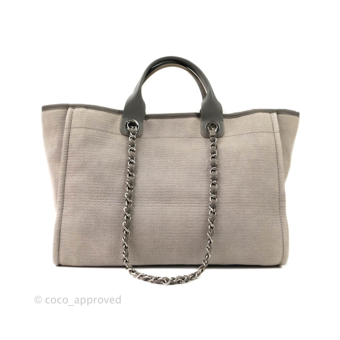 Chanel Large Deauville Grey Canvas Silver Hardware