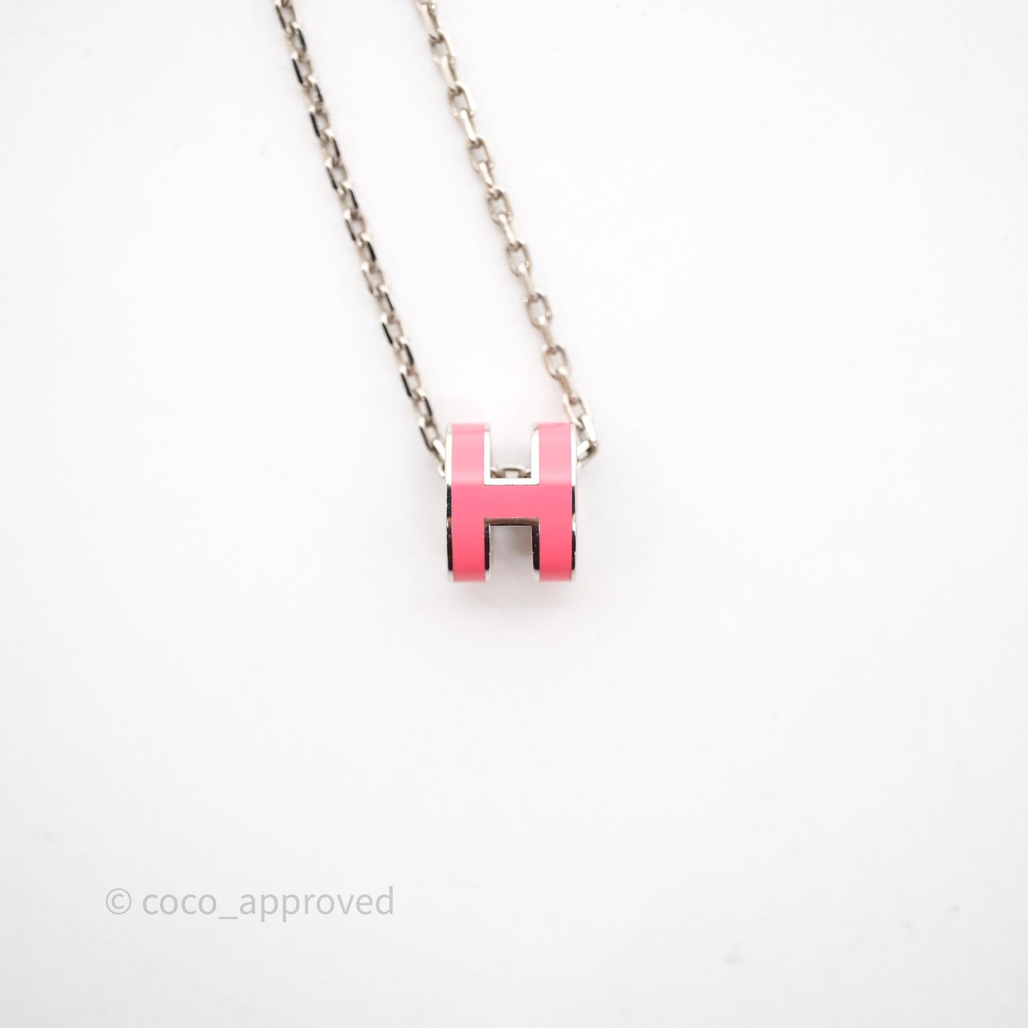 Hermès Mini Pop H Pink Pendant Necklace Palladium Hardware