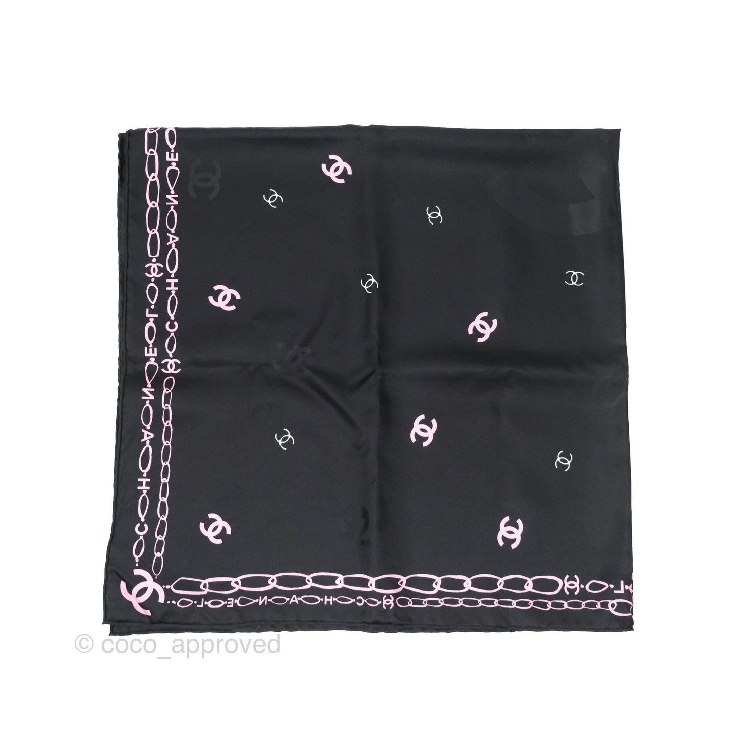 Chanel CC Logo Reversible Silk Square Scarf 90