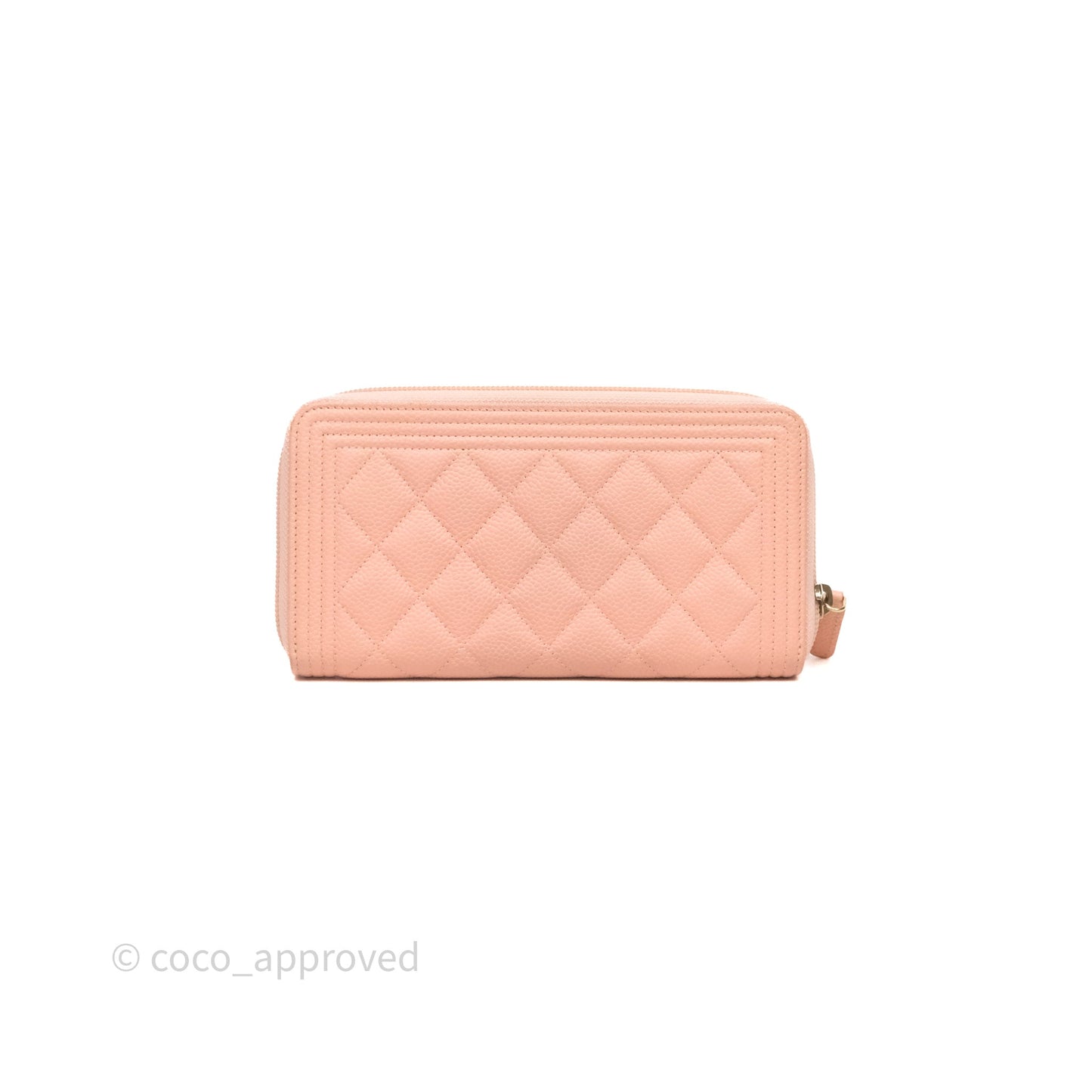 Chanel Boy Zip Long Wallet Pink Caviar Gold Hardware