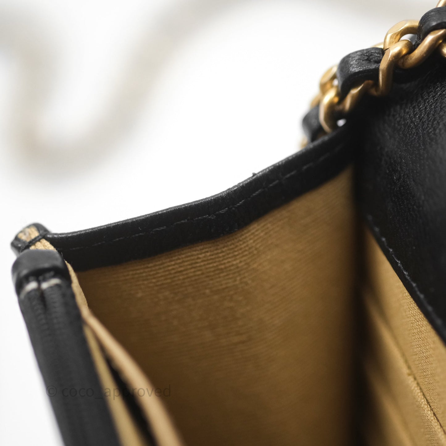 Chanel Quilted Pearl Crush Wallet on Chain WOC Black Lambskin Aged Gold Hardware