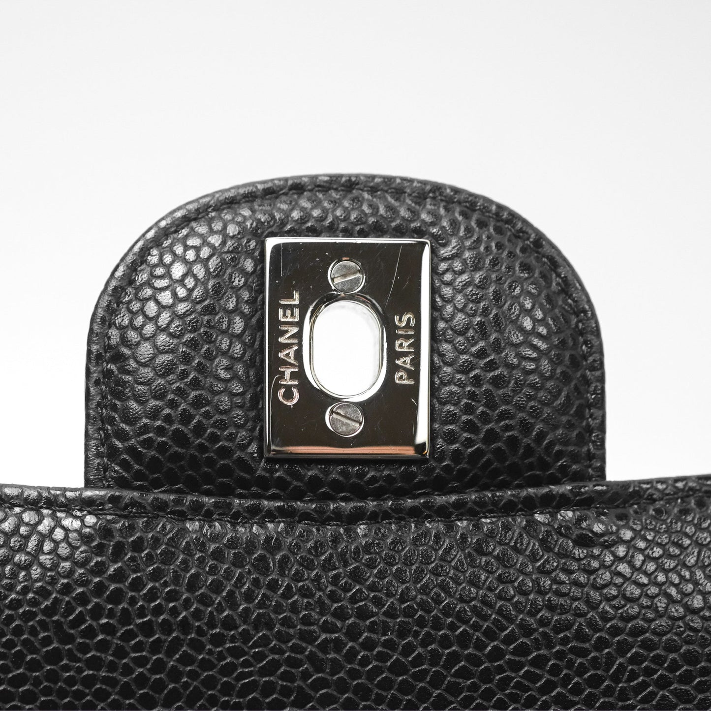 Chanel Classic M/L Medium Flap Quilted Black Caviar Silver Hardware