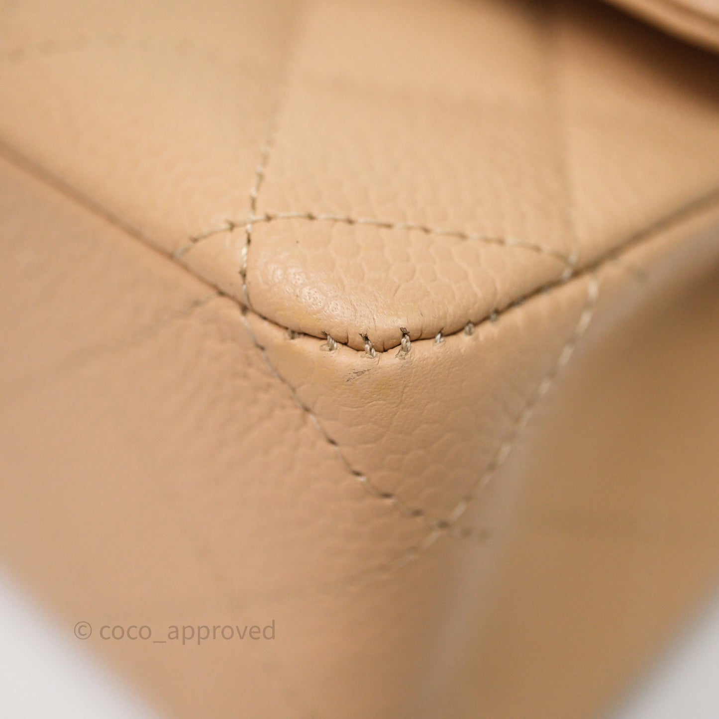 Chanel Classic M/L Medium Flap Quilted Beige Caviar Gold Hardware