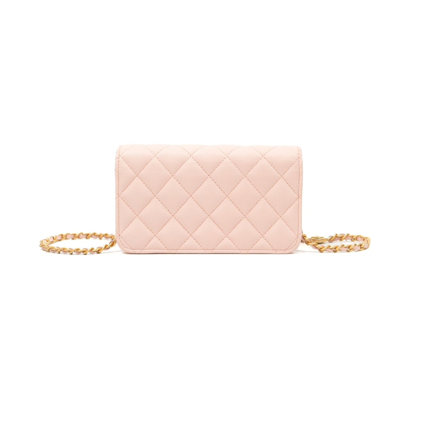 Chanel Mini WOC Phone Holder Pink Caviar Gold Hardware