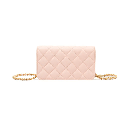 Chanel Mini WOC Phone Holder Pink Caviar Gold Hardware