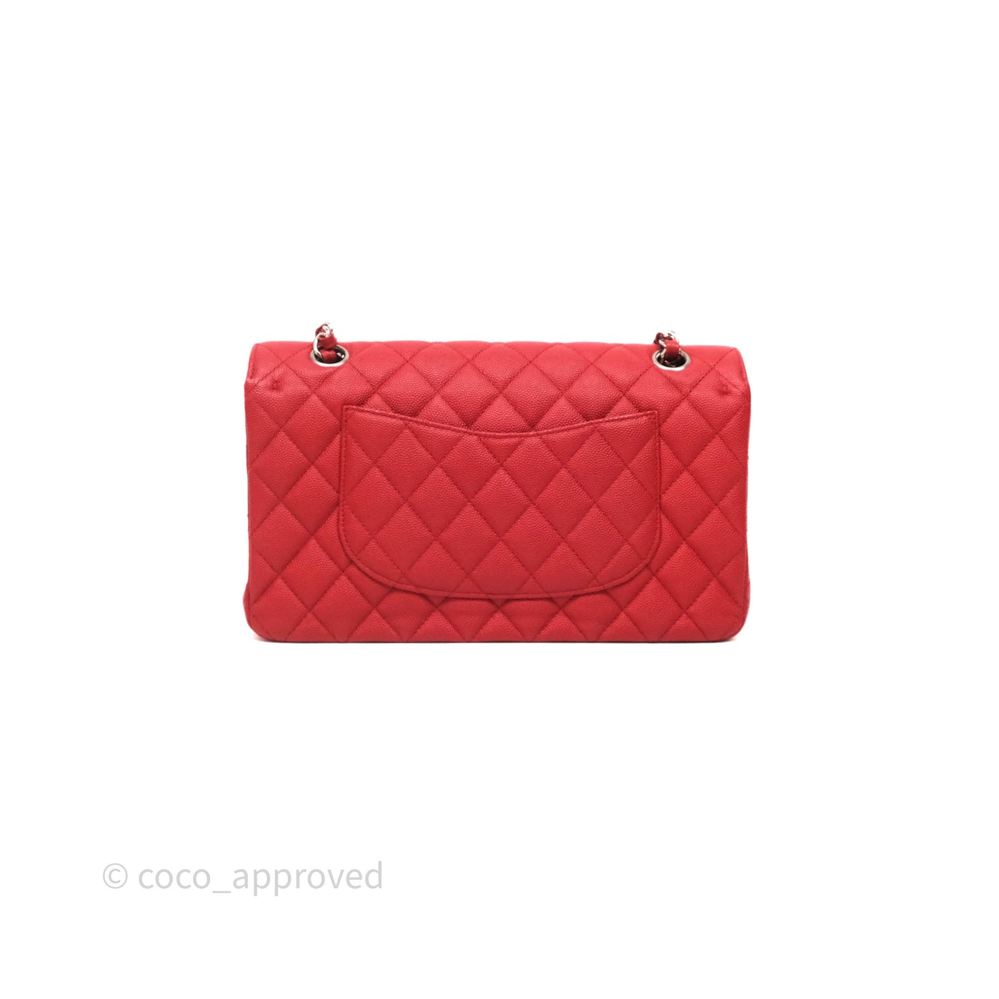 Chanel Classic M/L Medium Flap Quilted Red Caviar Silver Hardware