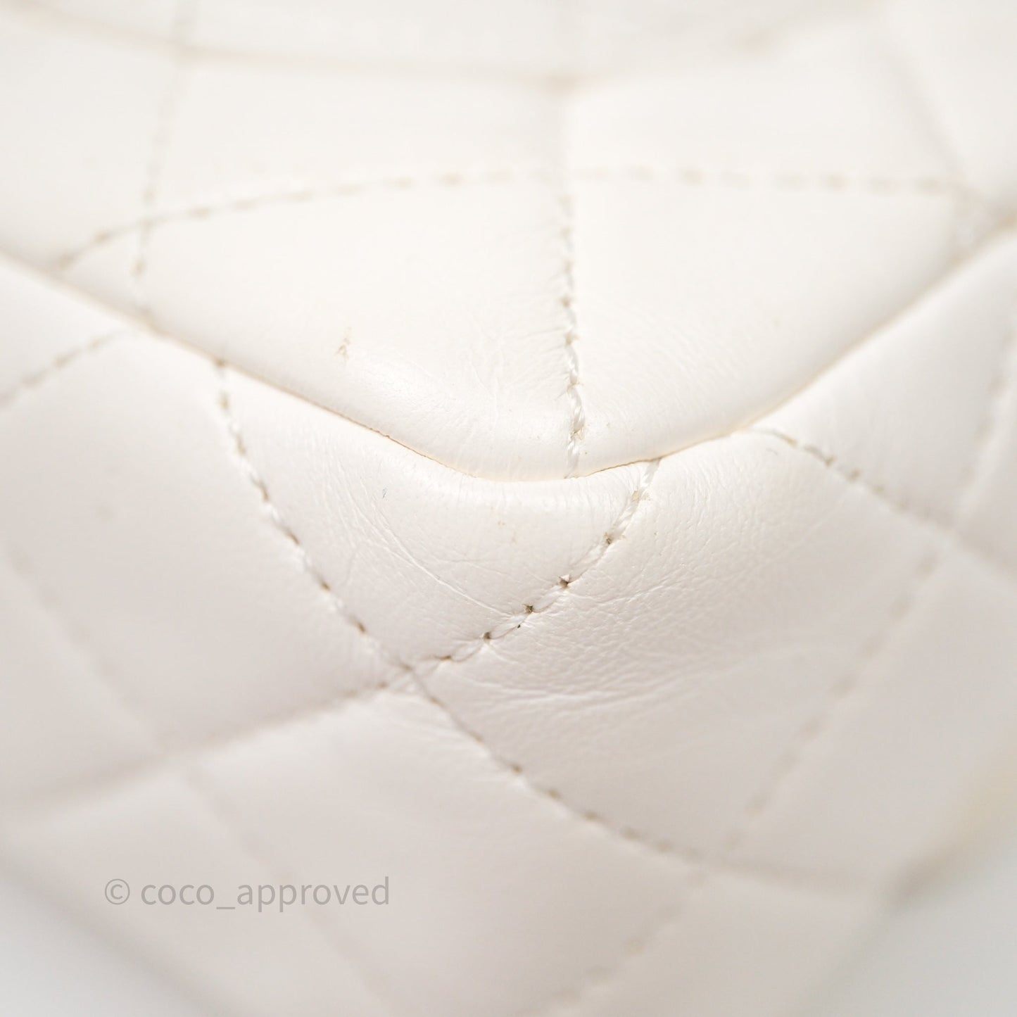 Chanel Mini Rectangular Pearl Crush Quilted White Lambskin Aged Gold Hardware