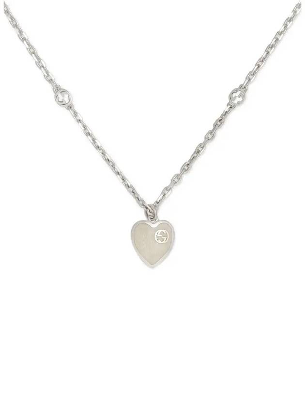 Luxury Gucci Trending 2025 Interlocking G Heart Pendant Chain Necklace Silver