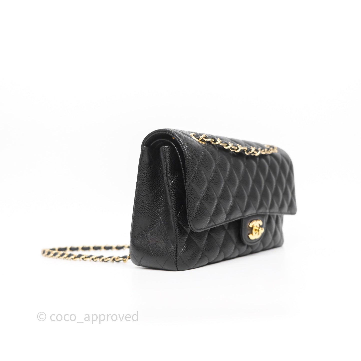 Chanel Classic M/L Medium Flap Quilted Black Caviar Gold Hardware