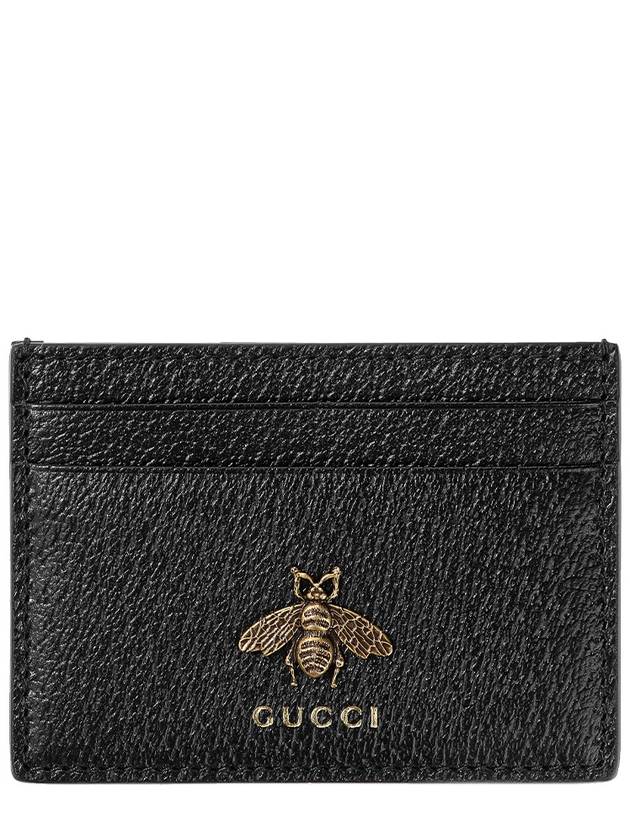 Luxury Gucci Trending 2025 Leather Animalier Leather Card Case Wallet Black