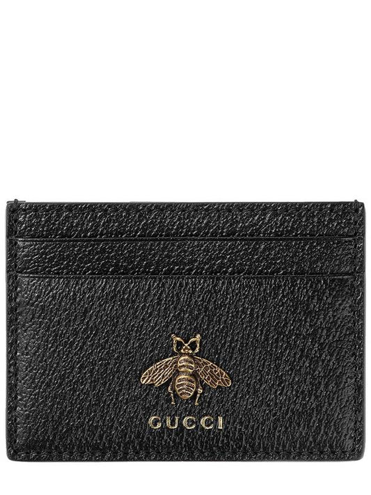Luxury Gucci Trending 2025 Leather Animalier Leather Card Case Wallet Black