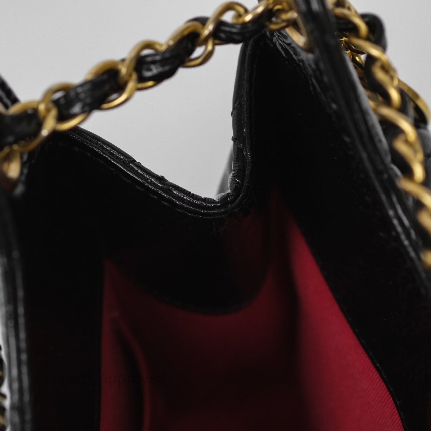 Chanel Small Hobo Black Shiny Crumpled Calfskin Aged Gold Hardware 23C