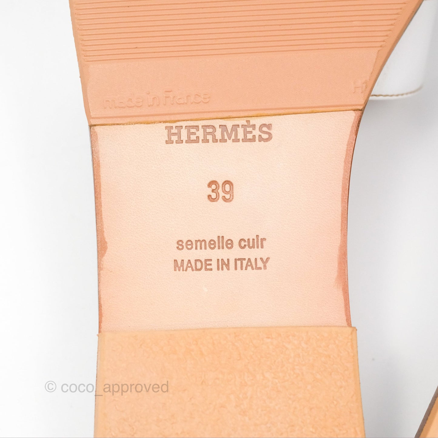 Hermès Oran Sandals in White Size 39