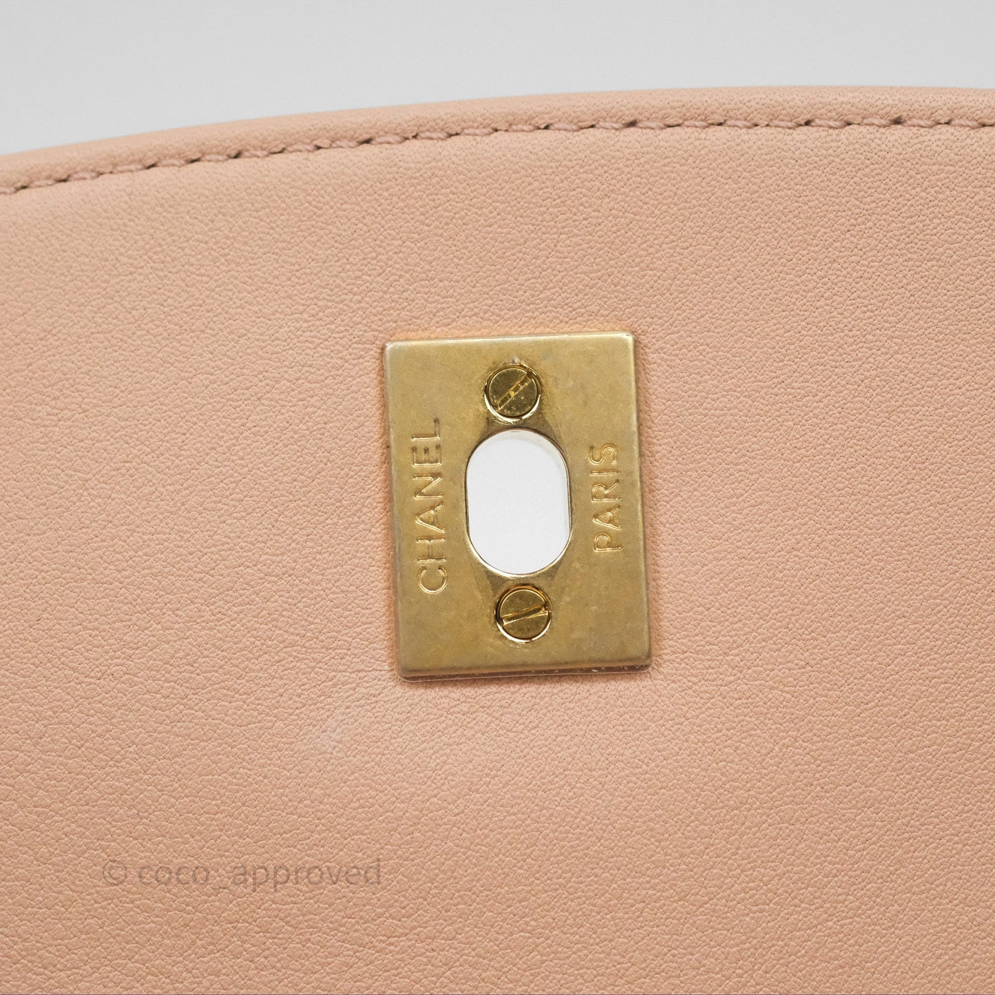 Chanel Messenger Bag Beige Pink Calfskin Aged Gold Hardware