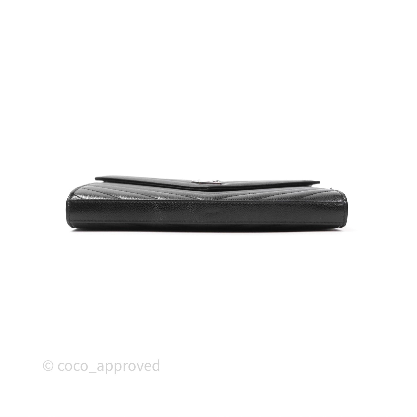 Saint Laurent Wallet on Chain WOC Black Grained Leather Sliver Hardware