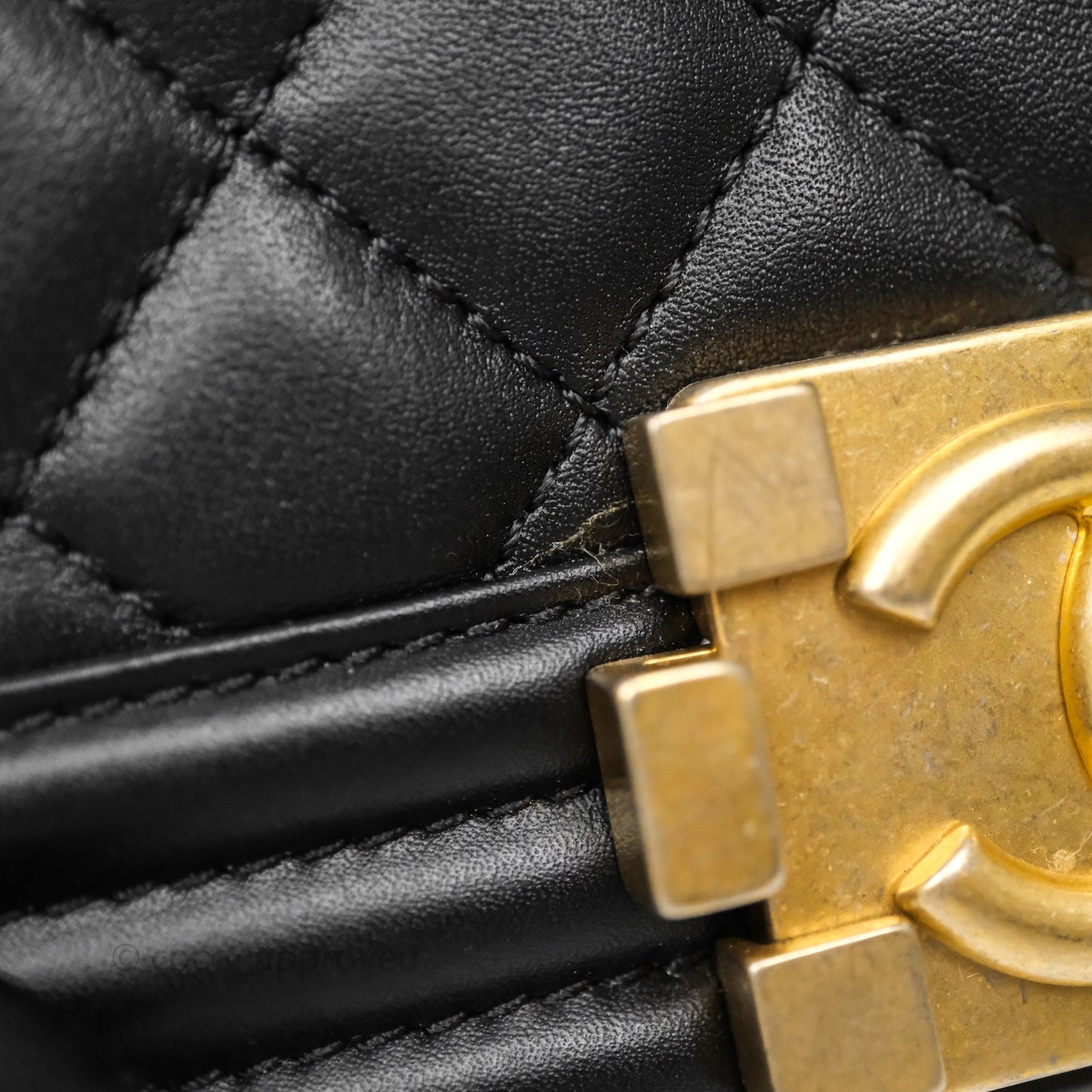 Chanel Small Boy Quilted Black Calfskin Aged Gold Hardware