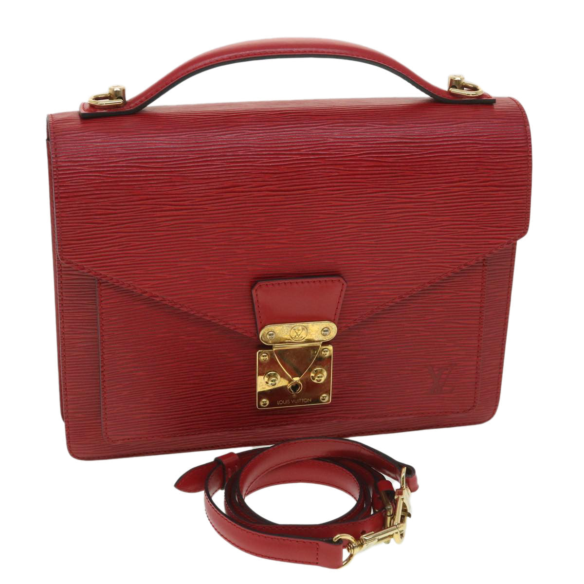 LOUIS VUITTON Epi Monceau Hand Bag 2way Red M52127 LV 37799