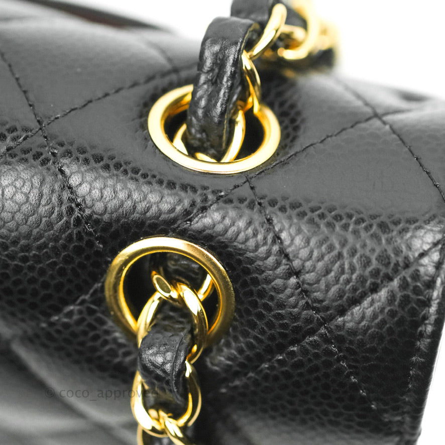 Chanel Classic Double Flap M/L Black Caviar Gold Hardware