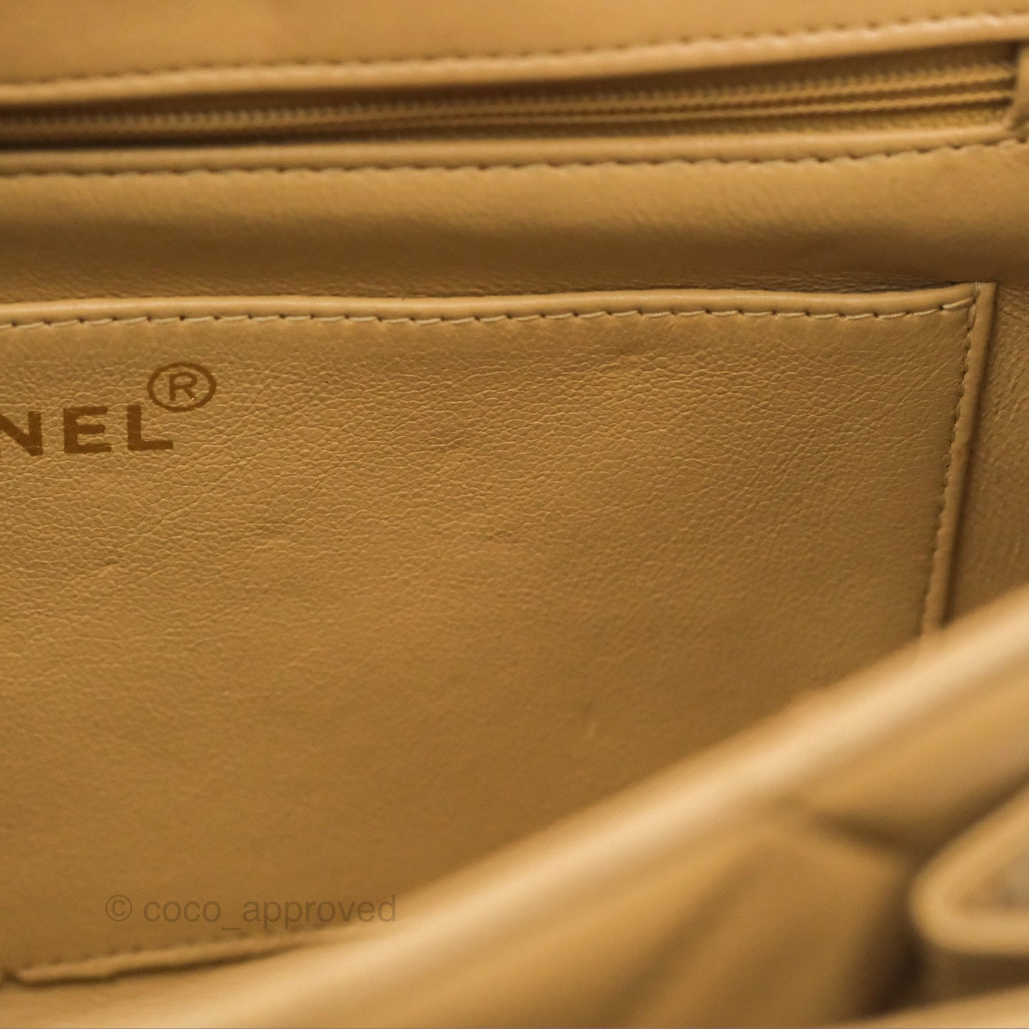 Chanel Vintage Flap Bag Beige Lambskin Gold Hardware
