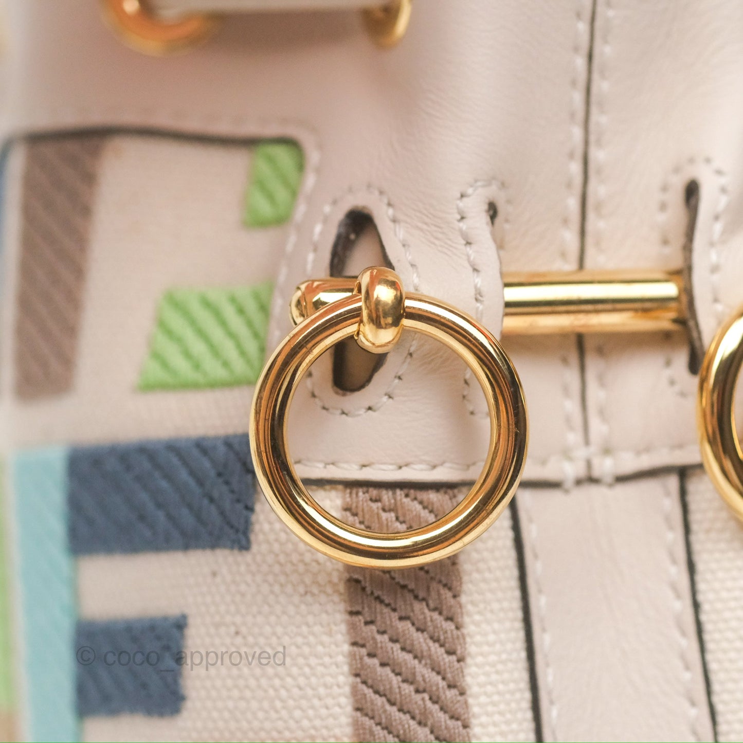 Fendi Mini Mon Tresor Bucket Bag In FF Canvas Grezzo Multicolor Latte Gold Hardware