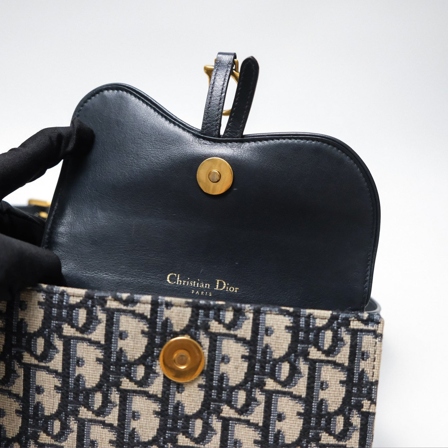 Christian Dior Blue Dior Oblique Jacquard Saddle Belt Pouch