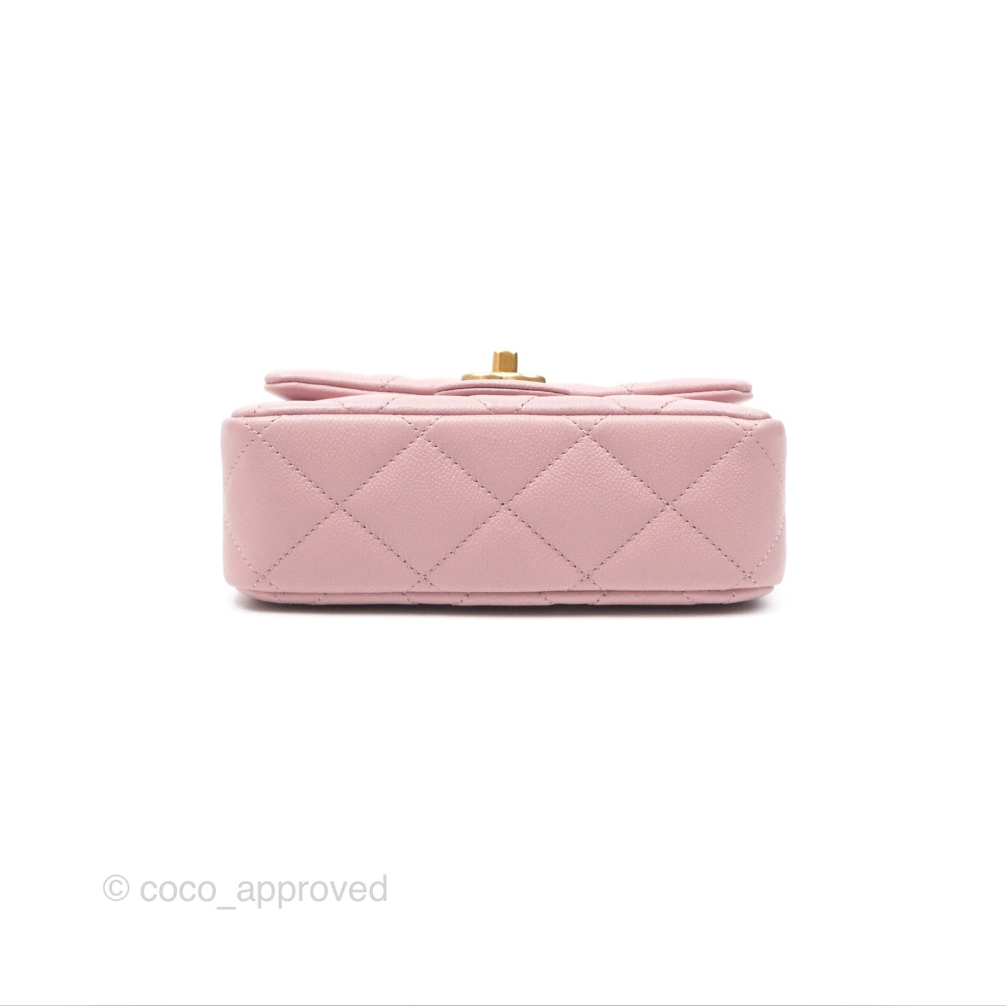 Chanel Mini Flap Bag Heart Adjustable Chain Dusty Pink Caviar Aged Gold Hardware
