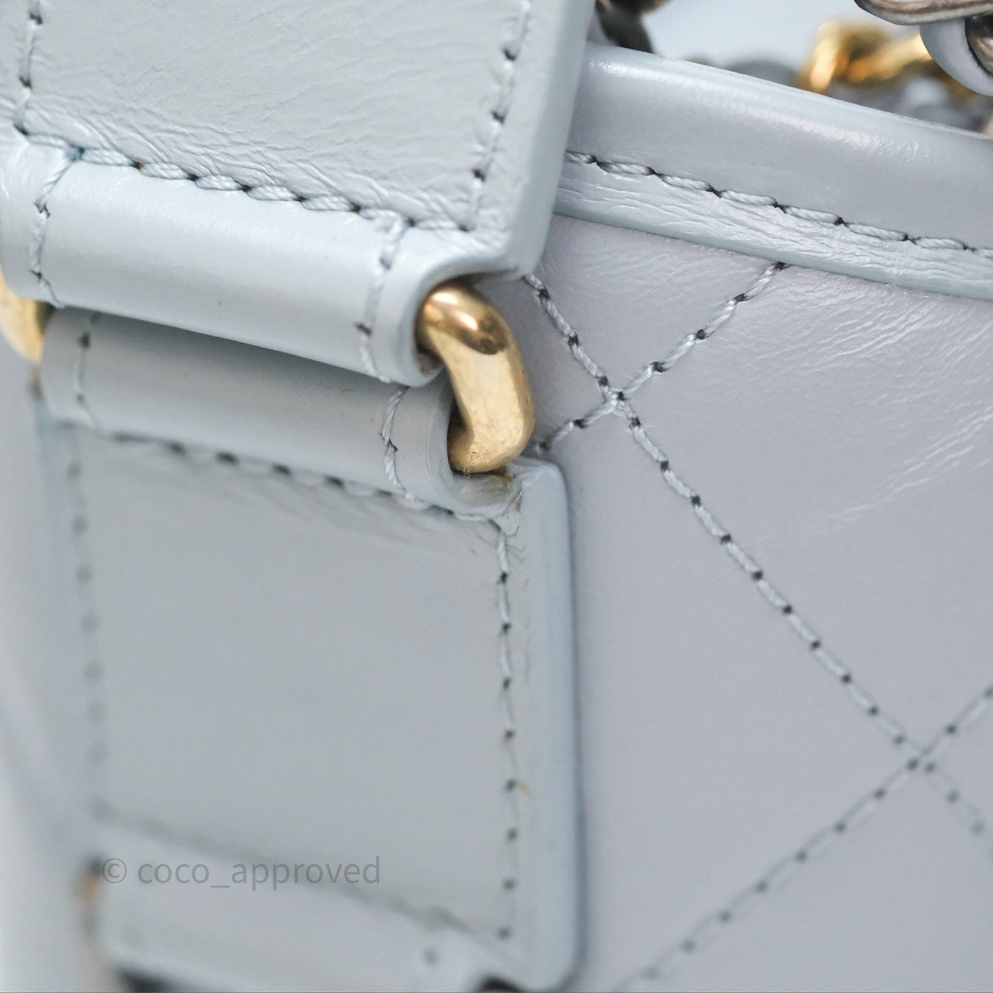 Chanel Small Gabrielle Hobo Quilted Light Blue Aged Calfskin