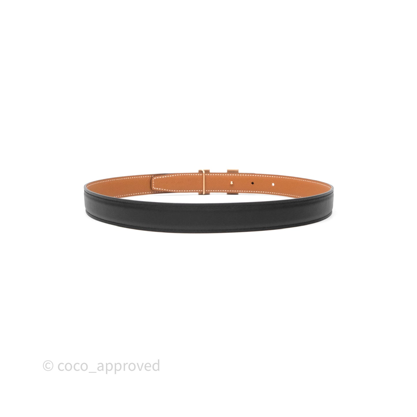 Hermès H Belt Buckle & Reversible Strap Noir/Gold Rose Gold Hardware