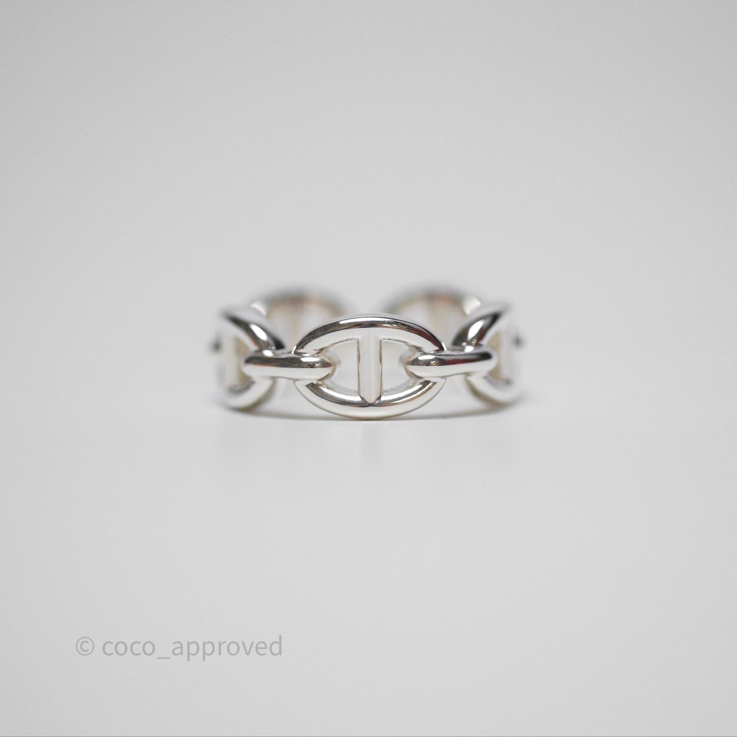 Hermès Sterling Silver PM Chaine d'Ancre Enchainee Band Ring Size 52