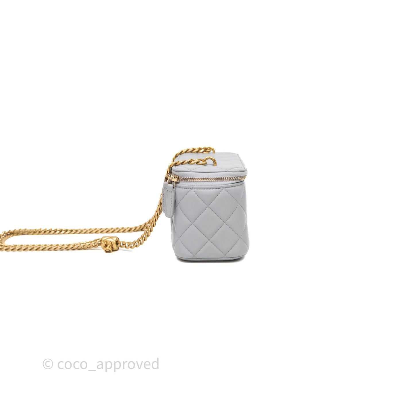Chanel Vanity with Adjustable Chain Grey Lambskin Aged Gold Hardware
